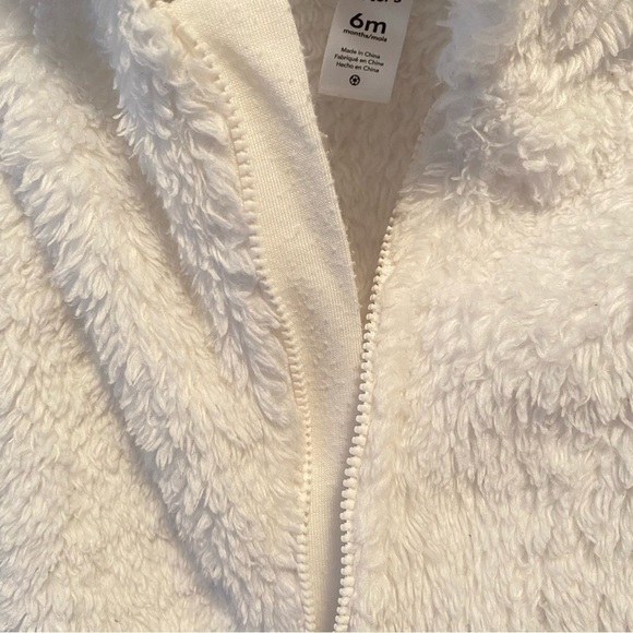 Carter's Baby Infant Serpa Zip-Up One-Piece Hooded Pram With Ears White 6 Months - Picture 8 of 10